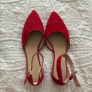 Franco Sarto Red Flats with Ankle Straps